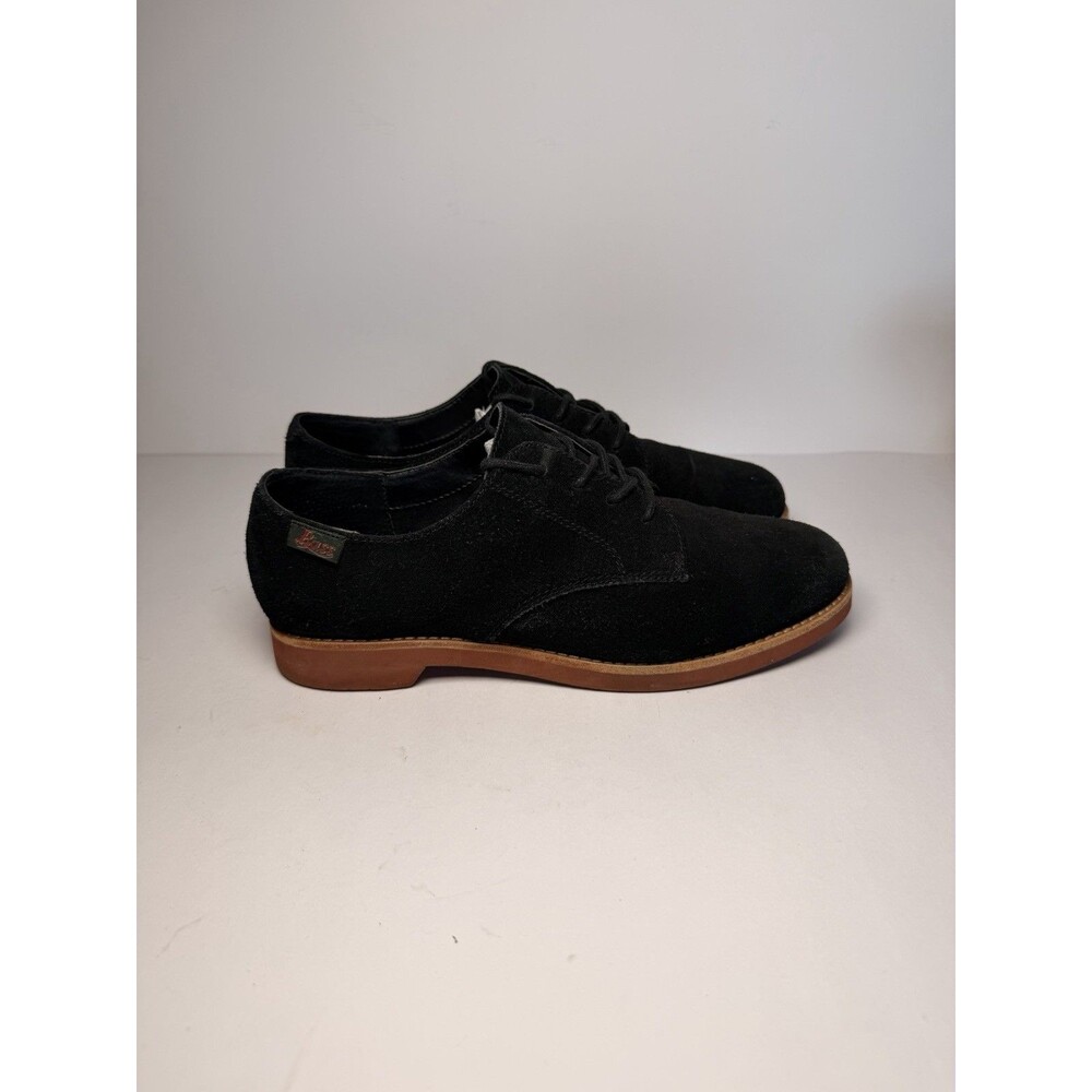 G.H. Bass & Co. Black Genuine Suede Oxford Shoes Red Brick Rubber Outsole Men's